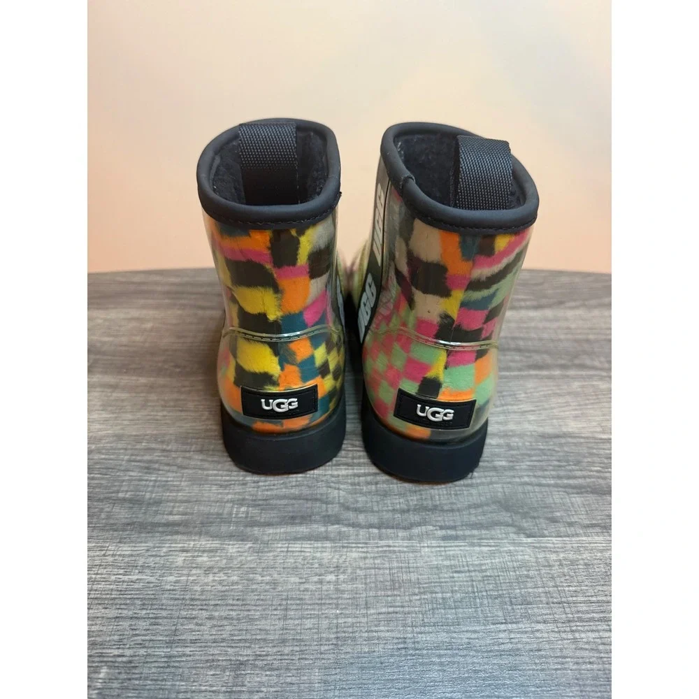 UGG Classic Clear Mini Party Check Multi Color Waterproof Boots 1135533 Womens 6